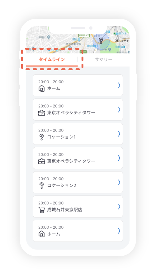 �u�^�C�����C���v��ʂł͂��̓��̉߂����������n��Ō��邱�Ƃ��ł���