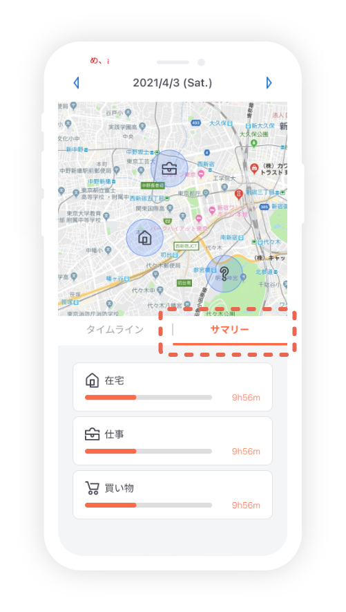 �T�}���[�v��ʂł̓J�e�S���[���ƂɎ��ԒP�ʂŌ��邱�Ƃ��ł���